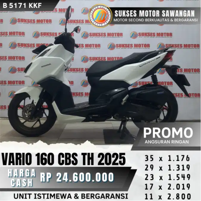 MULUS HONDA VARIO 160 CBS TH 2025 PUTIH ISTIMEWA BISA KREDIT BERGARANS