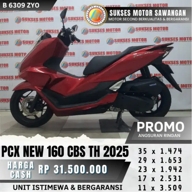 MULUS HONDA PCX 160 NEW CBS TH 2025 MERAH BISA CASH KREDIT BERGARANSI