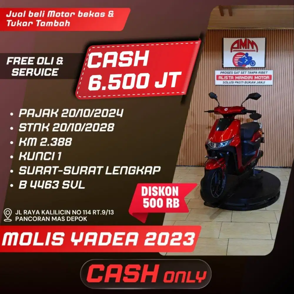 MOLIS YADEA 2023 KM LOW LIKE NEW CC 0% KREDIVO TOKPED SPAYLETTER GOPAY