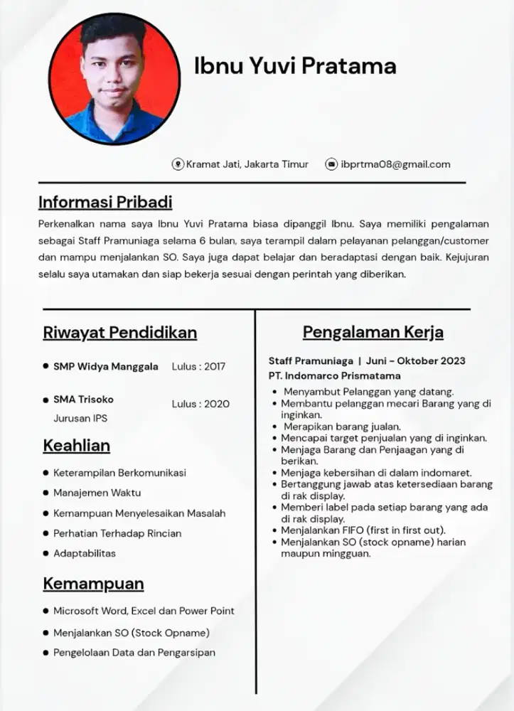 Pengalaman Sebagai Staff Pramuniaga