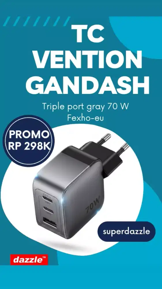 Tc vention gandash 70 Watt triple port gray, fexho eu
