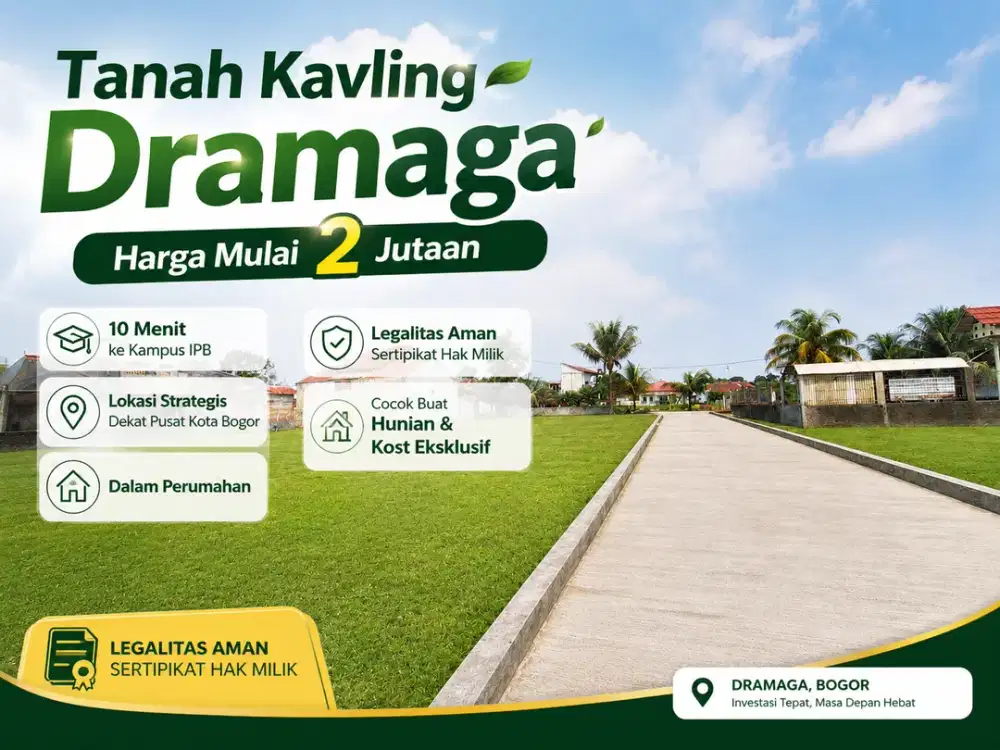 Tanah Kavling Murah 2 Jt-an Dekat Kampus IPB, Cocok Buat Kost