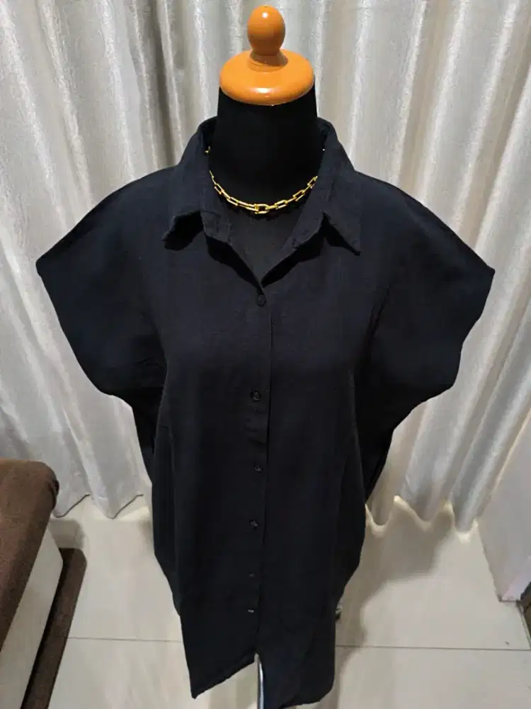 TF0026 preloved dress black full kancing uk. LD=130 Pjg=90 LK=22