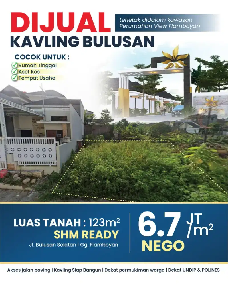 Jual cepat kavling 123m2 bulusan selatan Tembalang