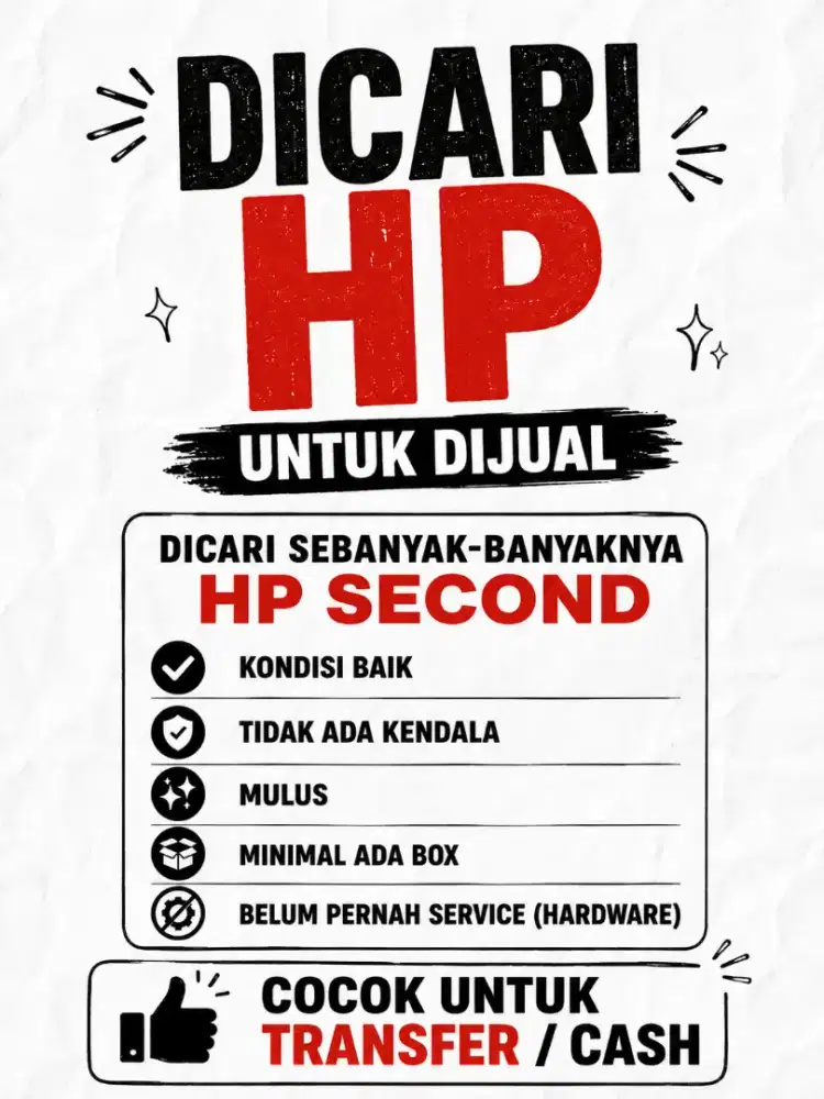 dicari hp second untuk dijual