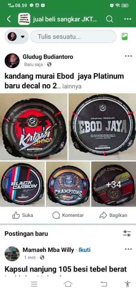 Kandang murai Ebod jaya platinum baru decal no 2 800 k pondok aren