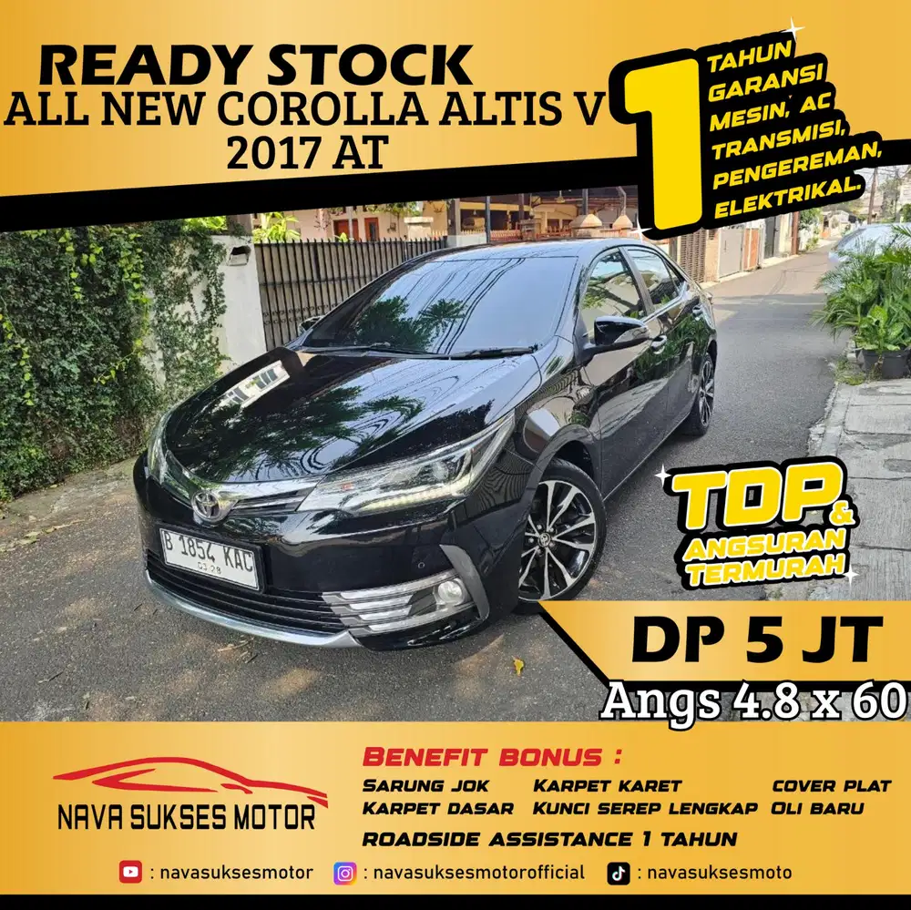 TDP 5 Jt Angs Termurah All New Corolla Altis V 2017 Matic Hitam Low Km