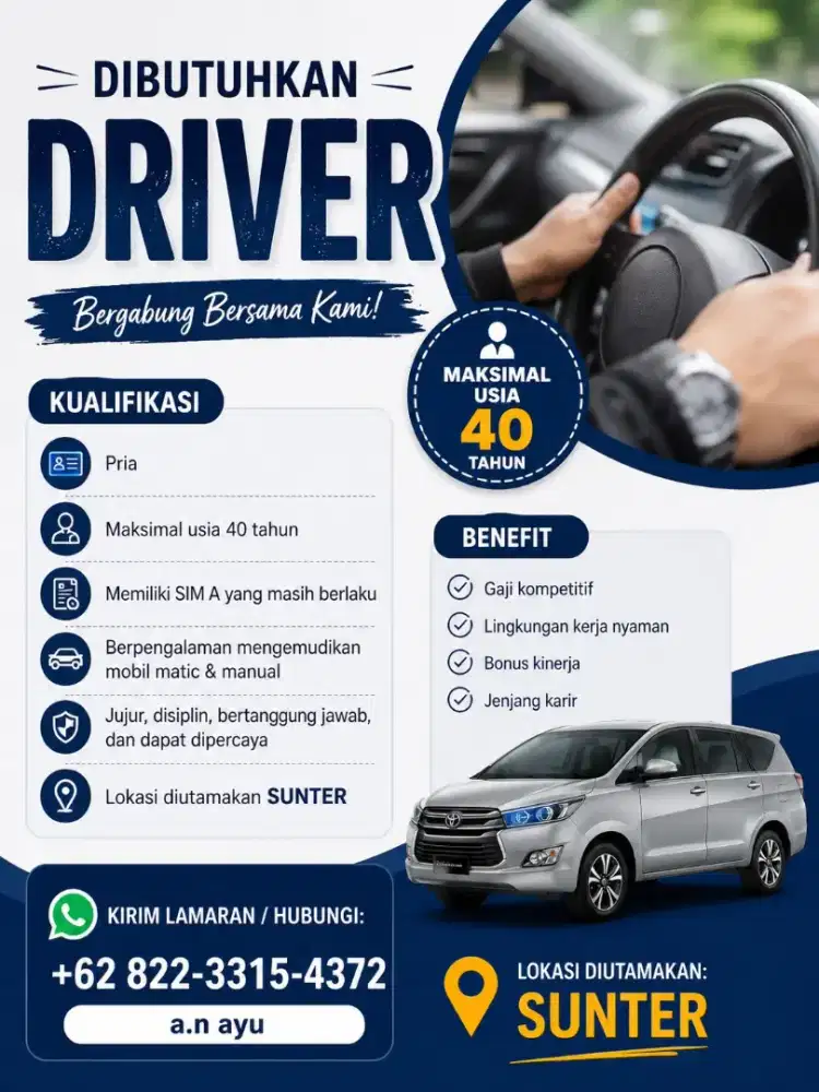 Dicari driver untuk perusahaan