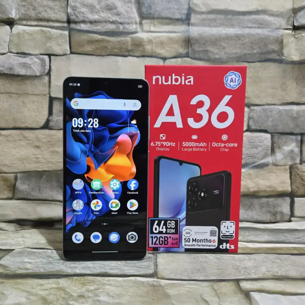 Nubia A36 4G 4/64 green fullset segel mulus 98% siap pakai