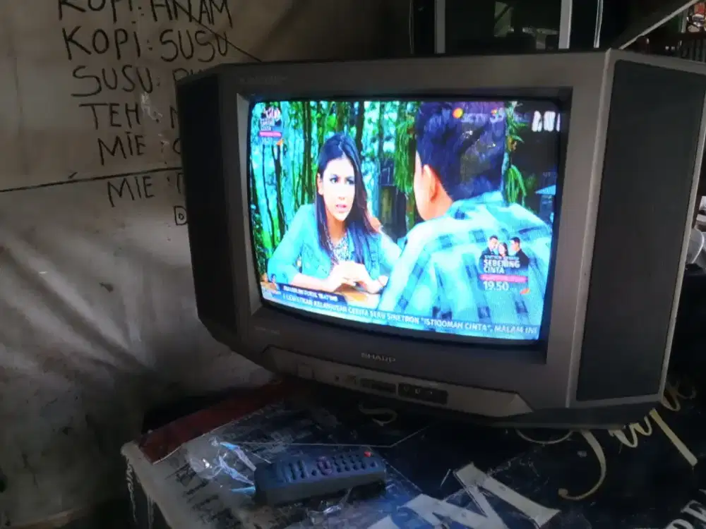 jual tv 21in SHARP nomines harga 300 nego siap antar