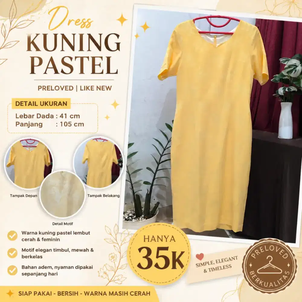 DRESS KUNING PASTEL ELEGAN