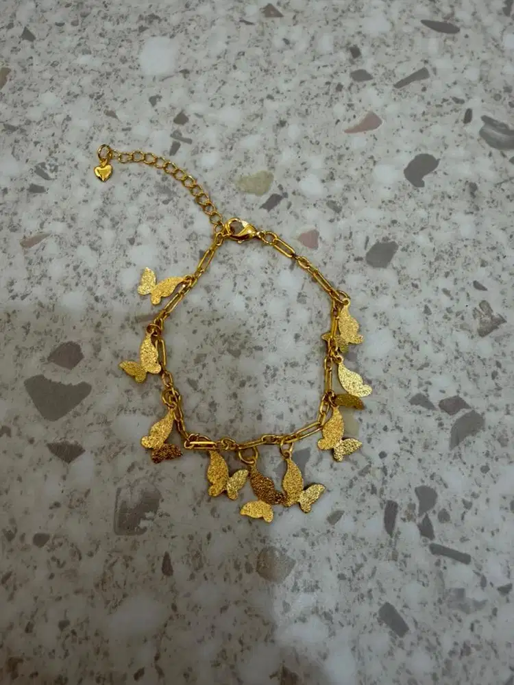 Gelang Rantai Wanita Kupu kupu Titanium Anti Karat Premium