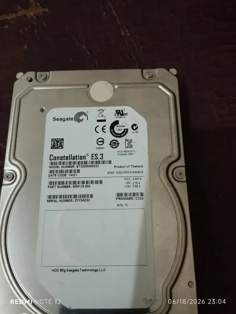 HDD 3 TB seagate constellation