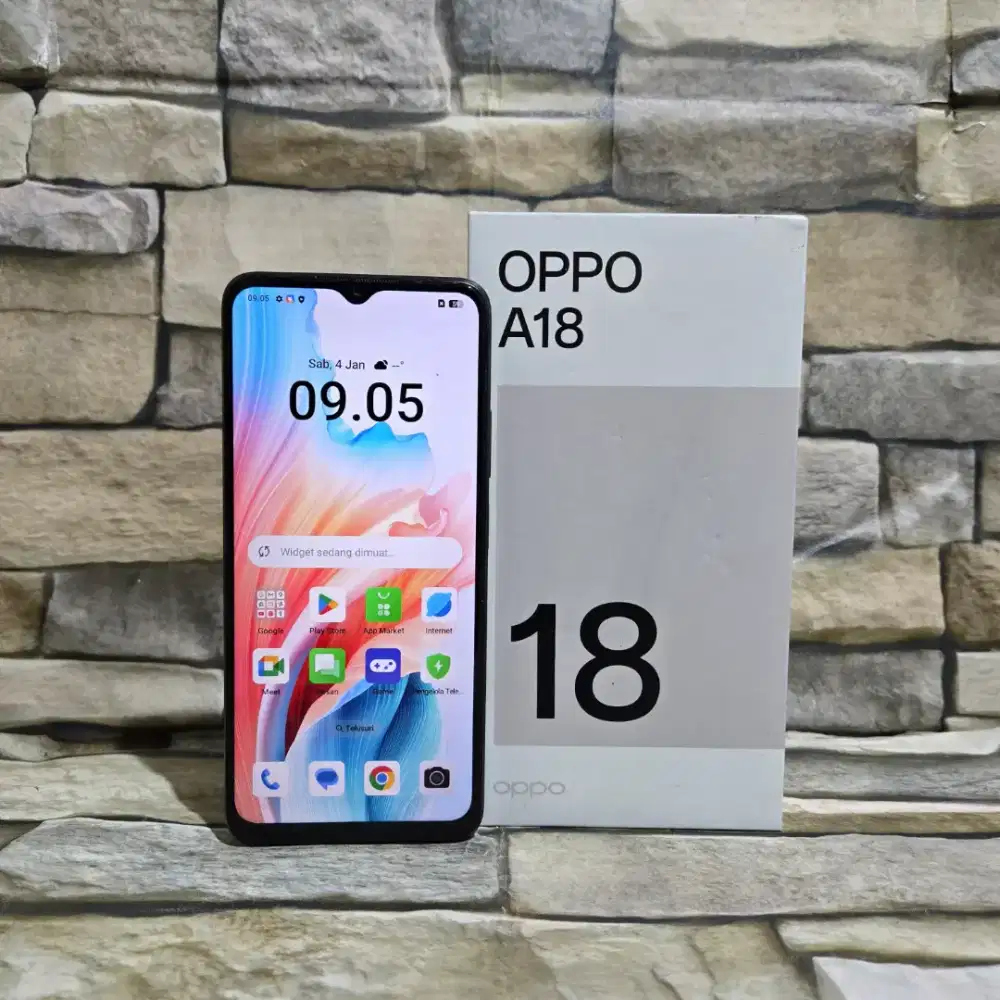 Oppo A18 4G 4/128 fullset segel mulus 98% siap pakai