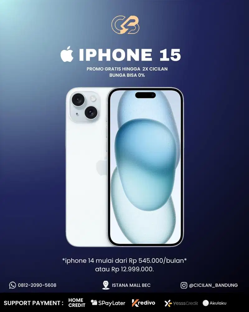 Cash Kredit Iphone 15 promo handphone 0% gratis 2x cicilan