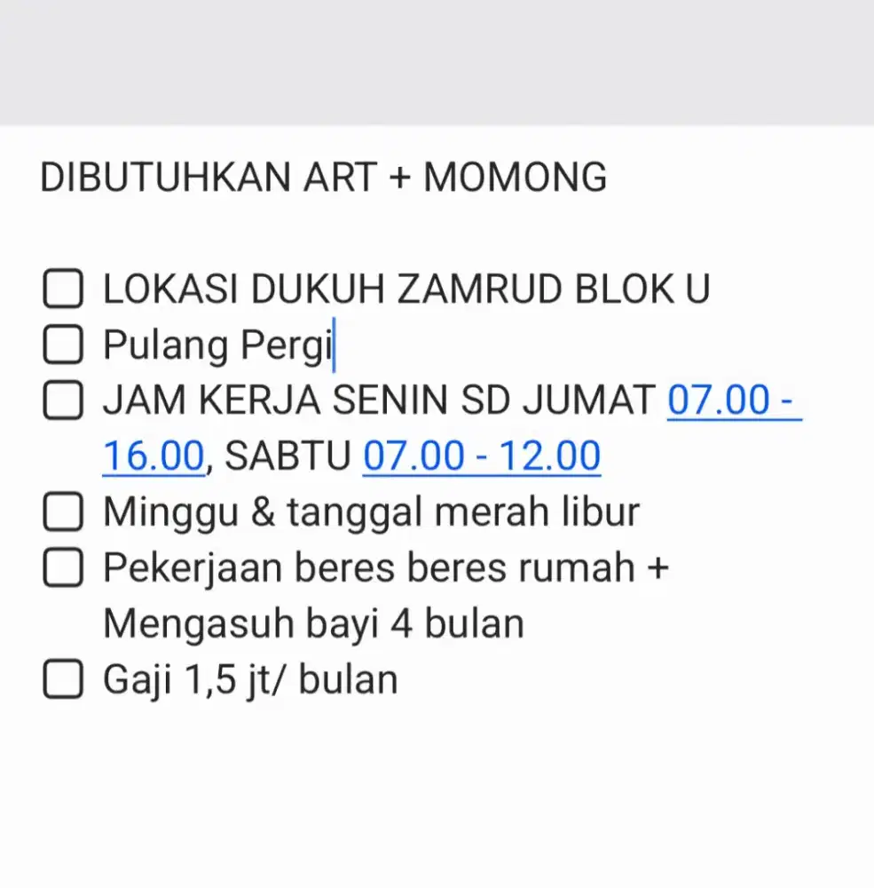 Lowongan ART MOMONG