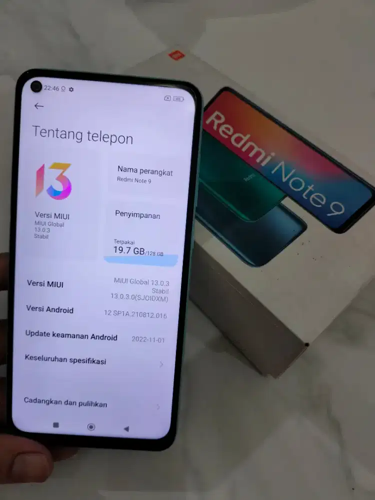 Redmi note 9 Ram 6/128 fullset muluss