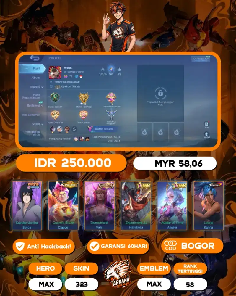 JUAL AKUN MOBILE LEGENDS MLBB SUYOU SASUKE