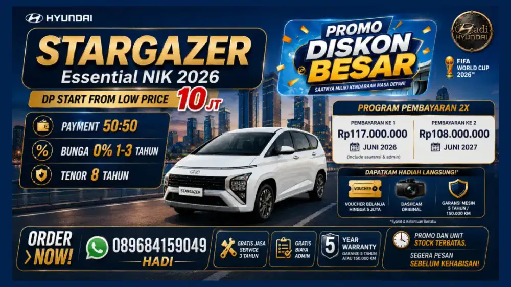 Stargazer Essential IVT x prime mobil baru hyundai promo kredit 2026