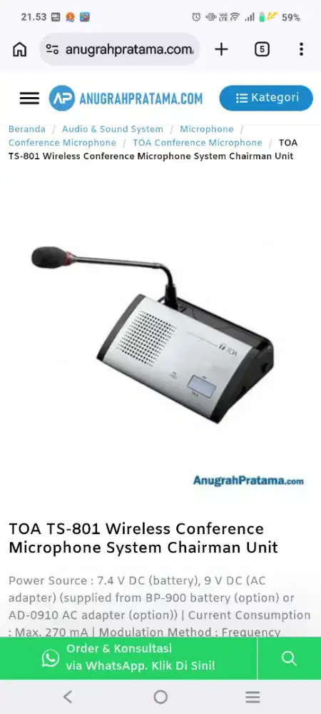 TOA Delegate Unit TS-902,microphone duduk