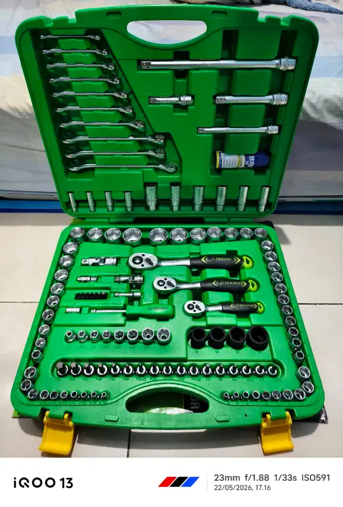 TEKIRO Tool Set Kunci Sock Set 120 pcs 1/4 - 3/8 - 1/2 Dr 6PT