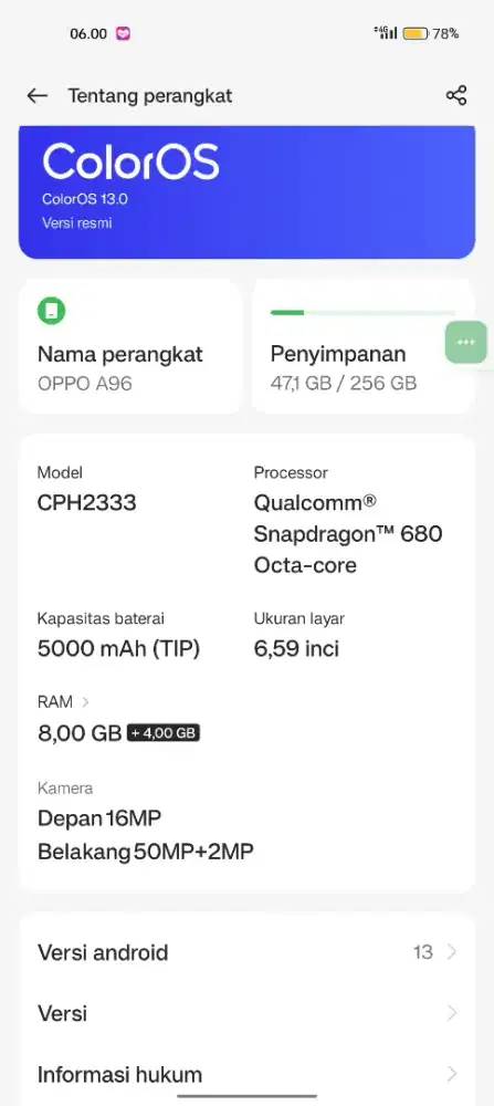 Bismillah Dijual OPPO A96