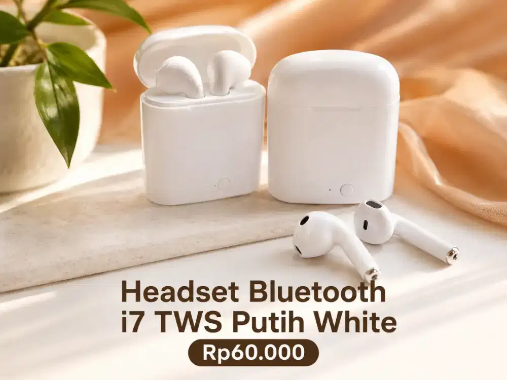 Headset Handsfree Earphone Wireless Bluetooth i7s TWS Putih V4.2+