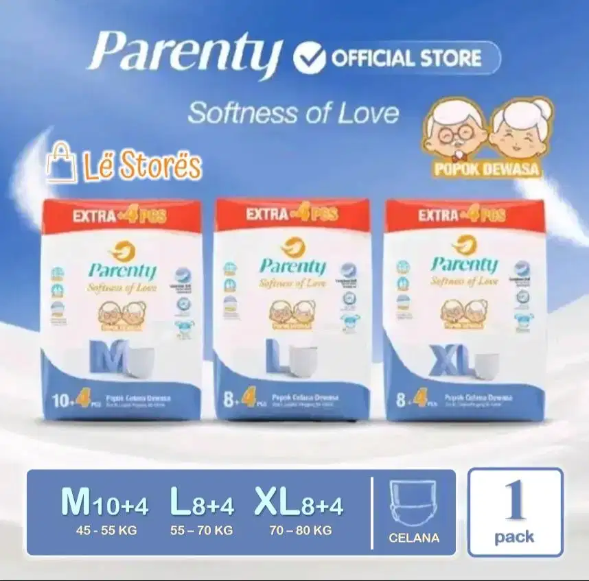 Parenty Adult Pants / Diapers Soft / Pampers / Popok Dewasa Celana