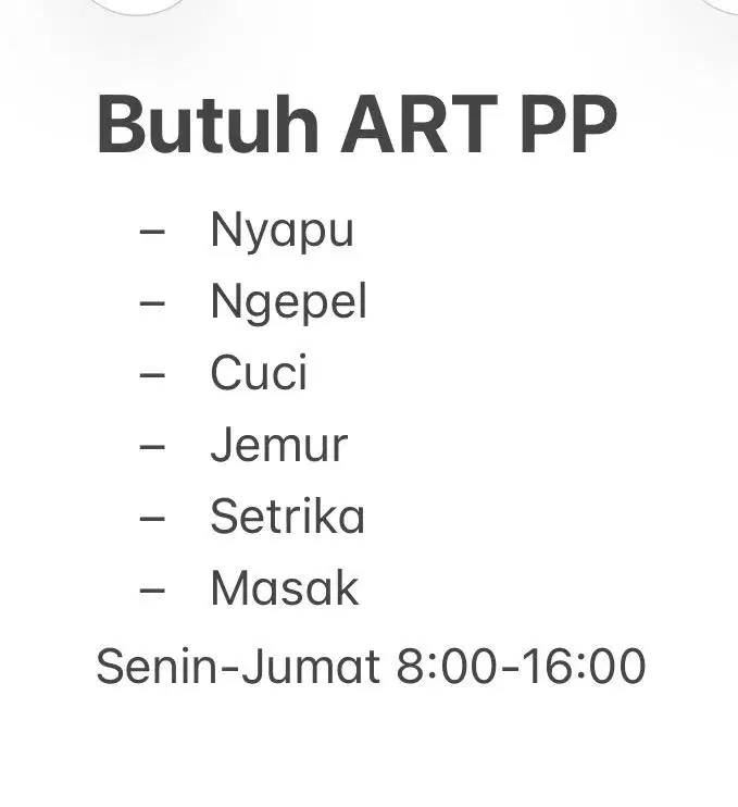 DIBUTUHKAN ART PULANG PERGI CIBUBUR