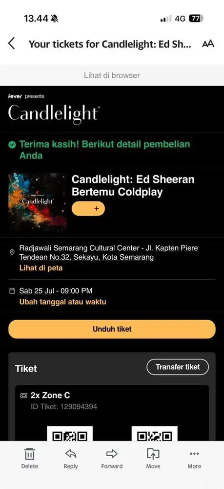 Jual 2 Tiket Konser Fever Semarang Ed Sheeran Cold Play 25 Juli