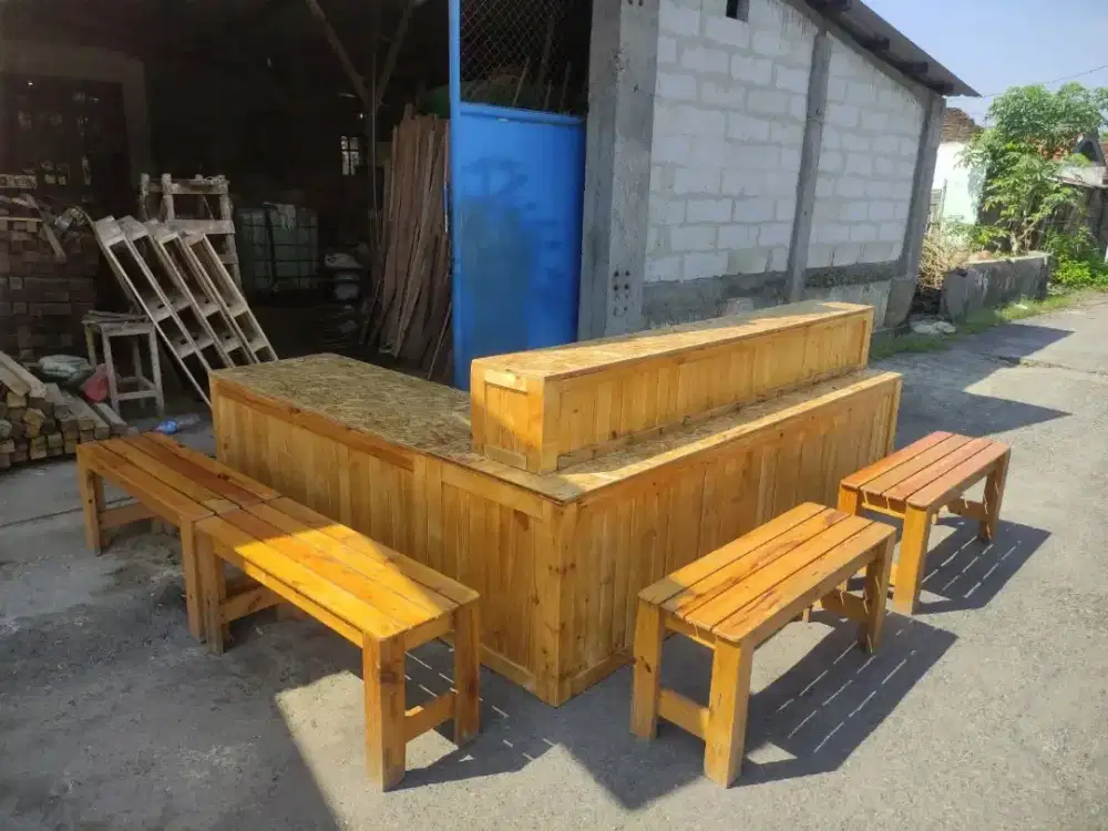 Meja cafe/warkop dll.kayu jati belanda.