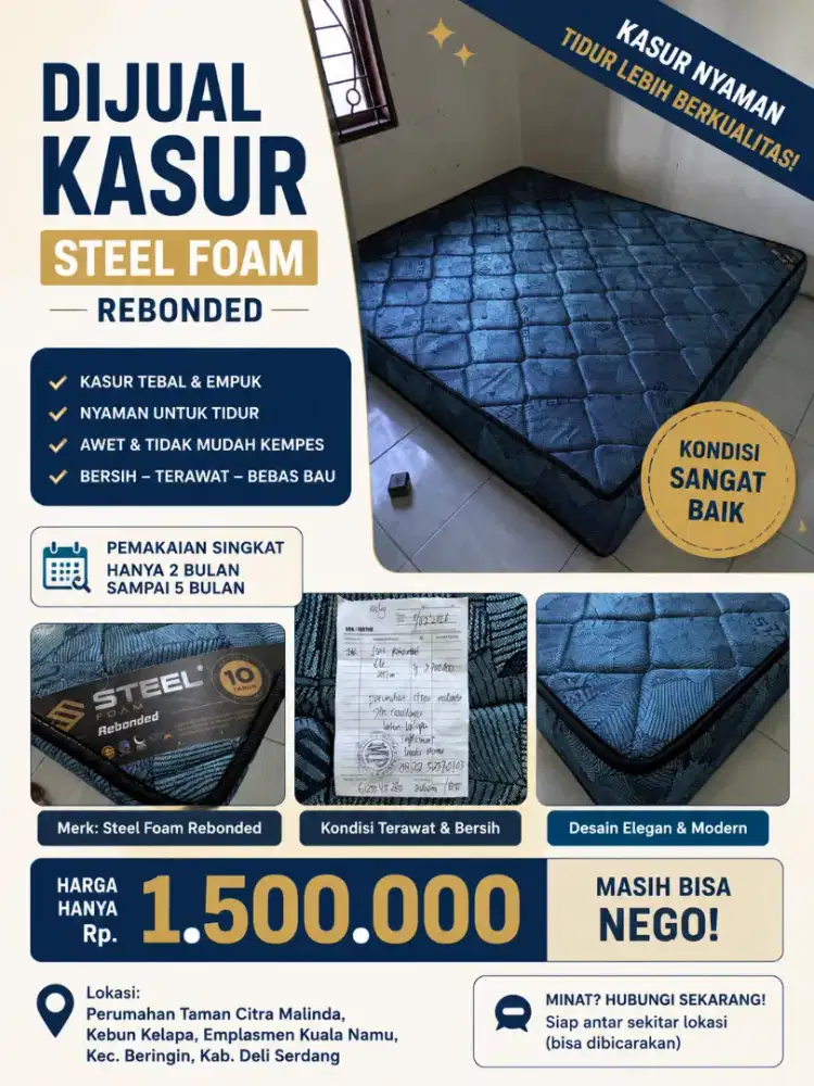 DIJUAL KASUR STEEL FOAM REBONDED