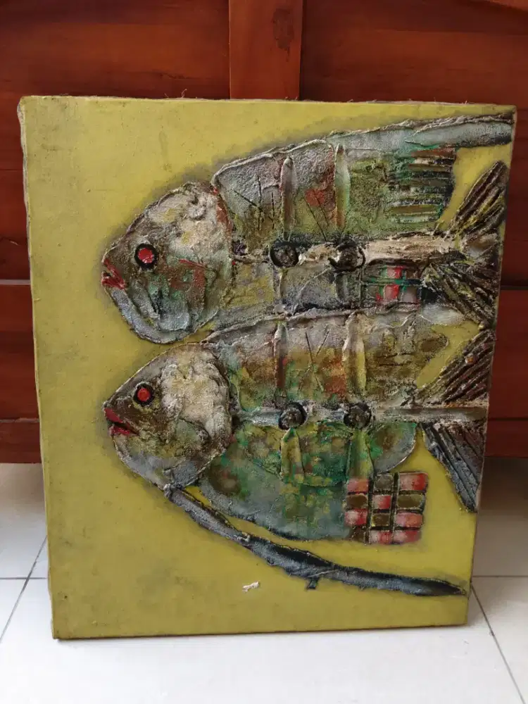 Lukisan abstrak jadul gambar ikan
