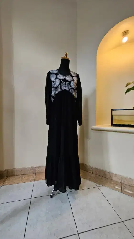 Black embroidered maxi dress