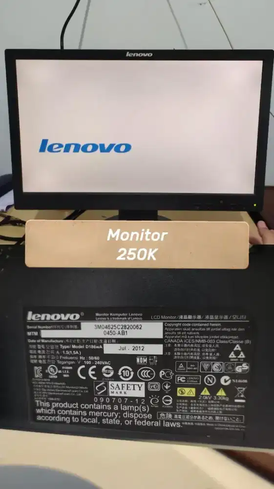 Monitor Lenovo hitam