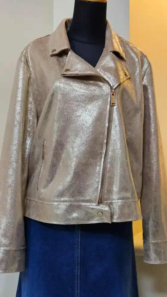 Biker jacket with shimmer gold