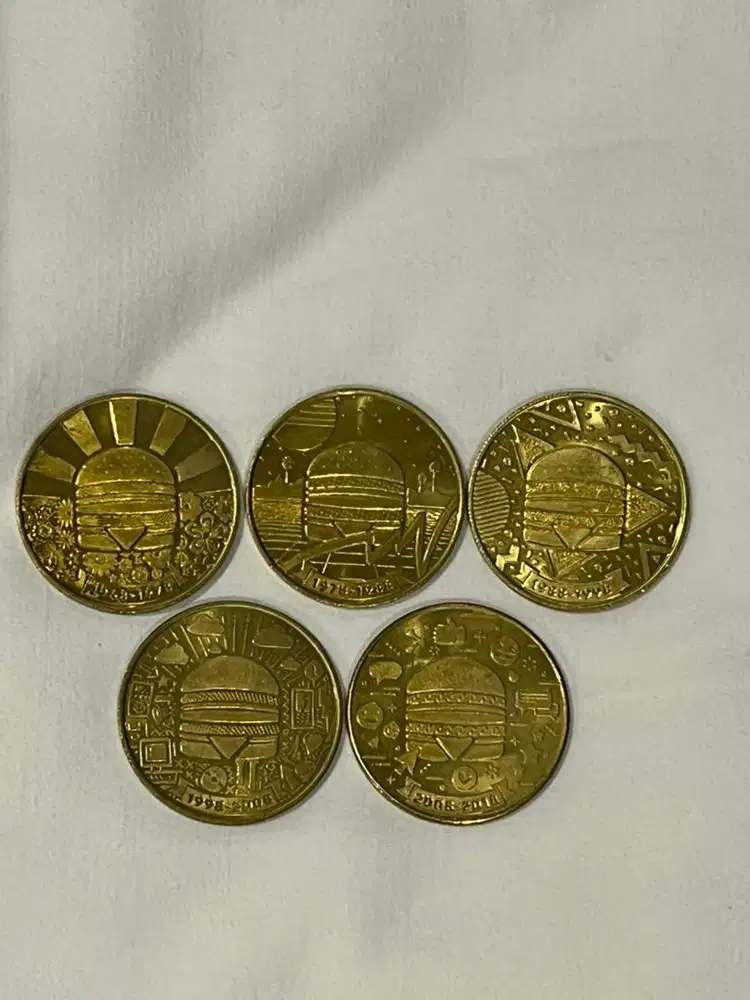 1 set (5pcs) Koin 50 thn McD Indonesia 1968-2018 Limited Edition