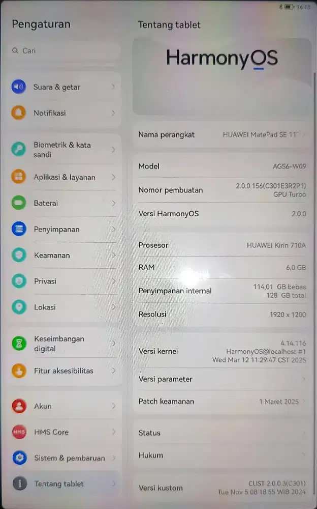Huawei matepad 11 se ram 6+128