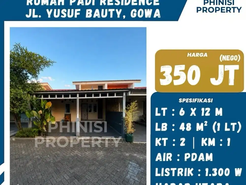 DIjual Rumah Padi Residence Jalan Yusuf Bauty Gowa