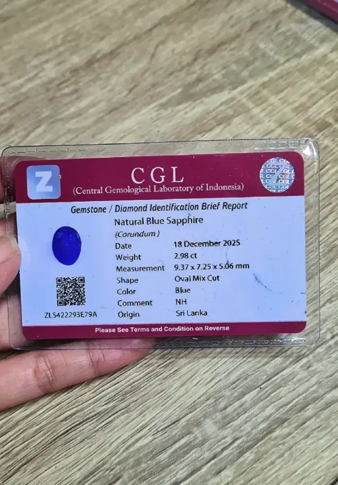Natural Blue Sapphire Ceylon 2.98 Ct Oval Mix Cut Sertifikat CGL