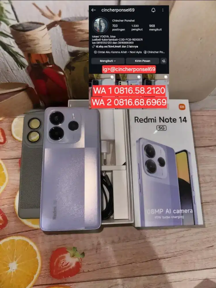 Hp likenew REDMI NOTE 14 5G 8/256 istimewa pakai bentar aja BH 100%
