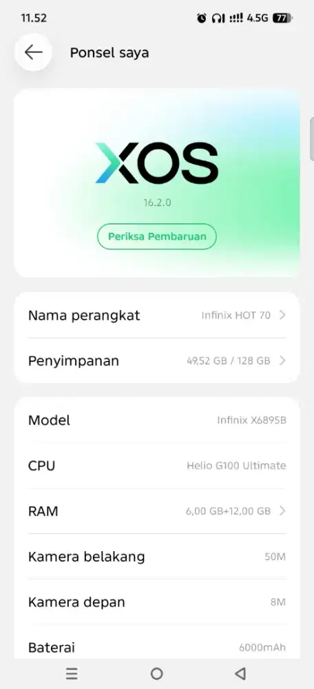 Infinix hot 70 ram 6+6/128