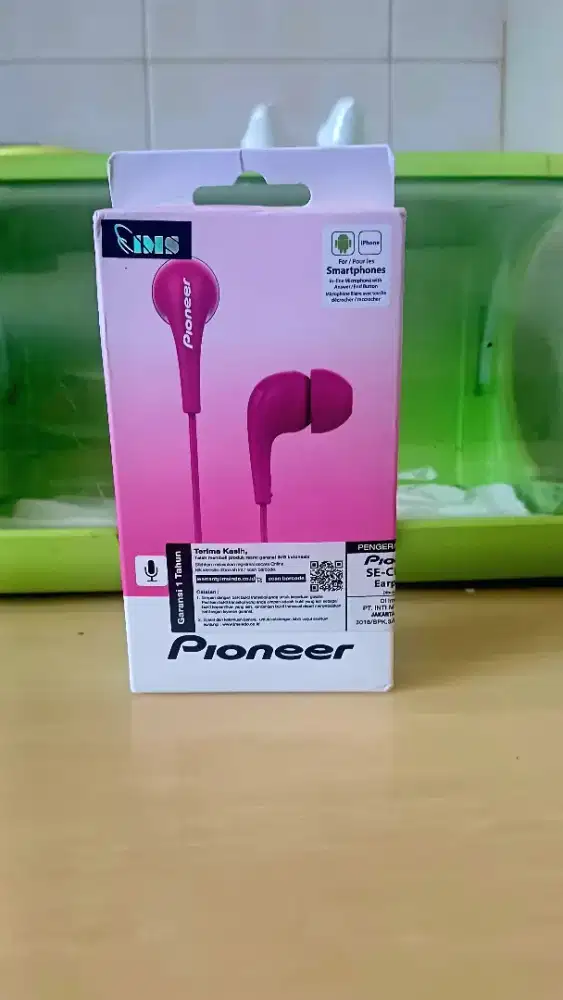 PIONEER SE-CL502T Earphone Kabel Jack 3.5mm Original Pink