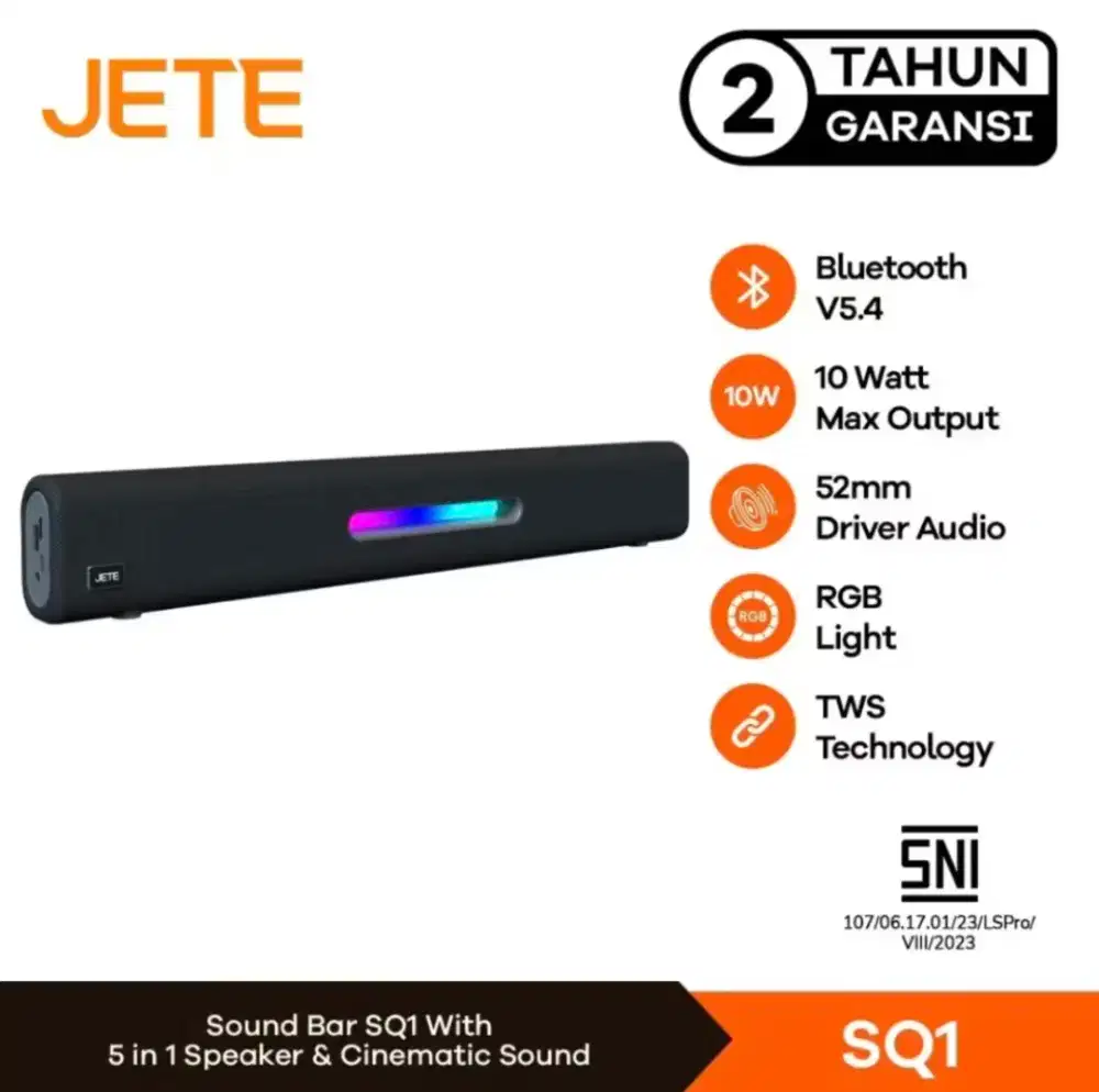 Speaker Bluetooth Soundbar JETE SQ1 10W 6in1 Surround Sound Gransi 2th
