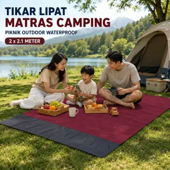 Tikar Lipat Matras Camping Piknik Outdoor Waterproof Mat 2x2.1M