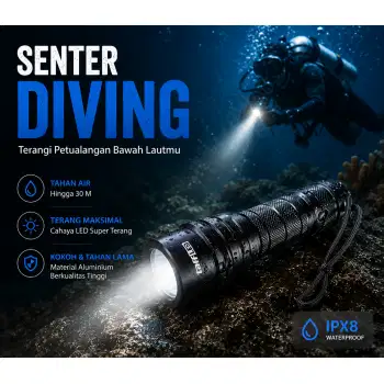 Senter Selam Diving XM-L2 Waterproof 30M 1200 Lumens
