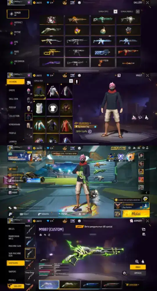 Jual akun free fire spek SG lumut poloson