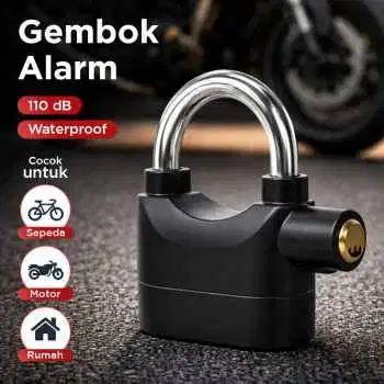Gembok Alarm Motor Suara Anti Maling Lock Sirene 10mm