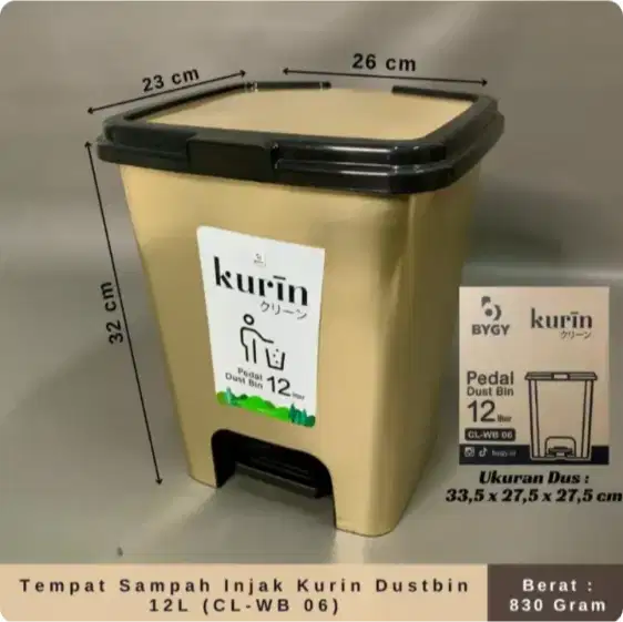 Tempat Sampah Injak Kurin Dustbin 12L (CL-WB 06)