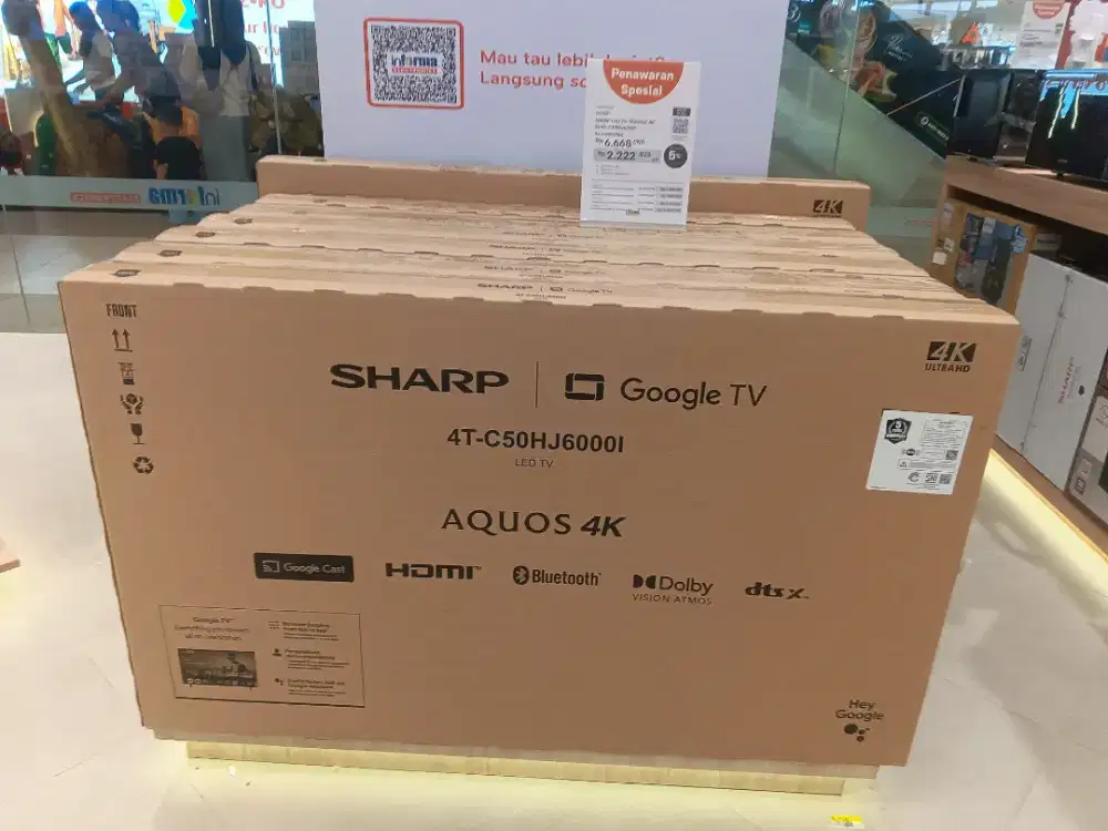 TV SHARP LED GOOGLE TV 4K 504T-C50HJ6000I |Bisa Cicilan Bunga 0% No DP